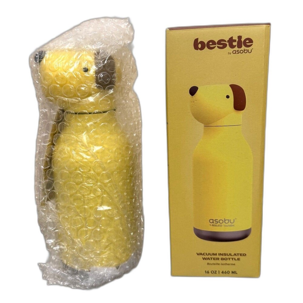 Asobu Bestie Bottle Water Bottle - YELLOW DOG, 16 oz. Brand New In Box